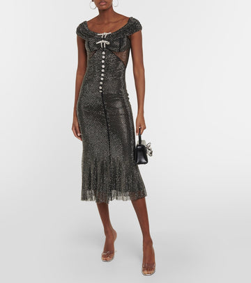 Metallic Mesh Midi Dress
