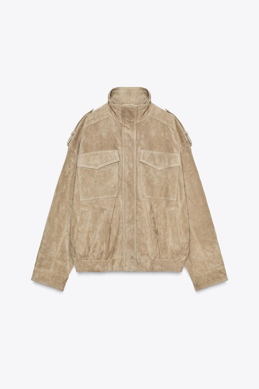 Suede Look Utility Jacket