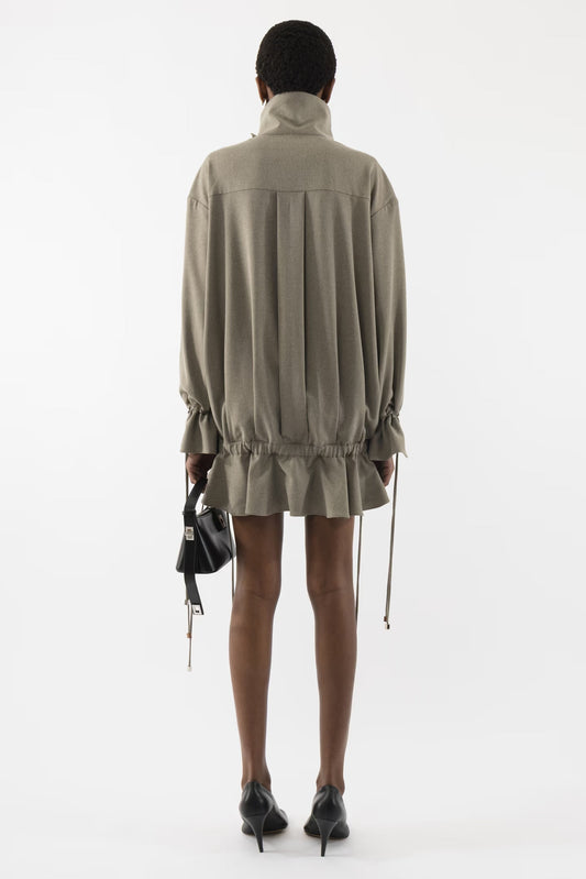 Double Breasted Ruffled Hem Coat