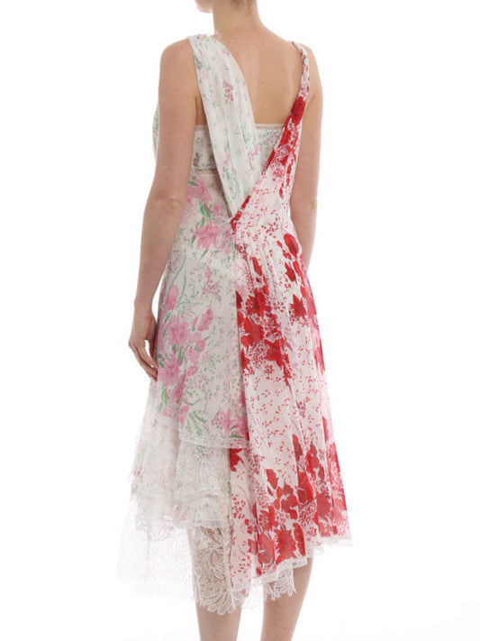 Floral print asymmetric midi dress