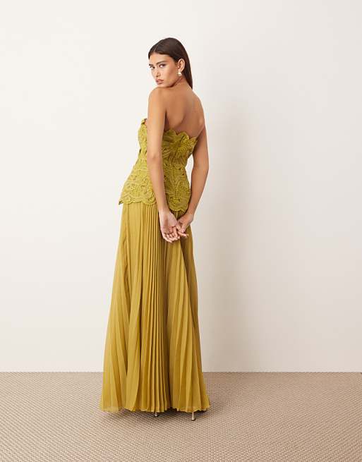 Mustard Yellow Strapless Maxi Dress