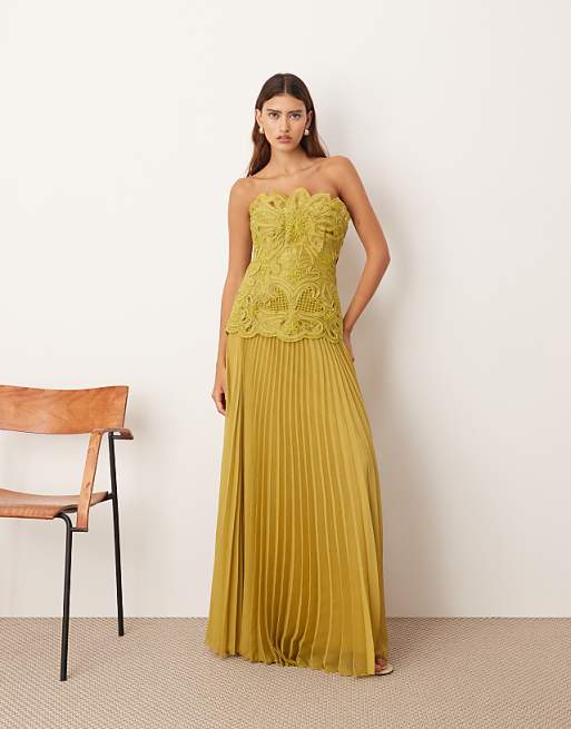 Mustard Yellow Strapless Maxi Dress