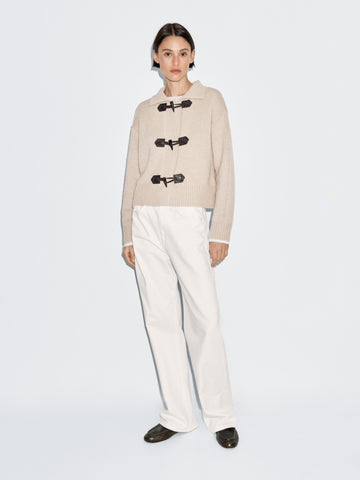 Beige button-down knitted cardigan