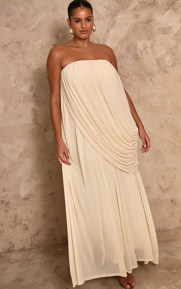 Cream off-the-shoulder maxi dress
