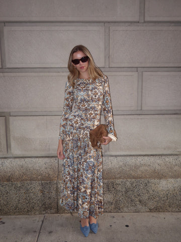 Long-sleeved floral maxi dress