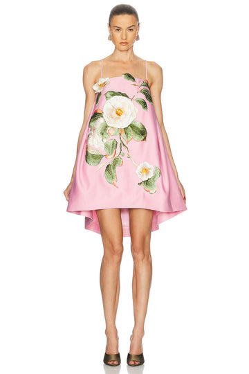 Avril Floral Embroidered Satin Mini Dress