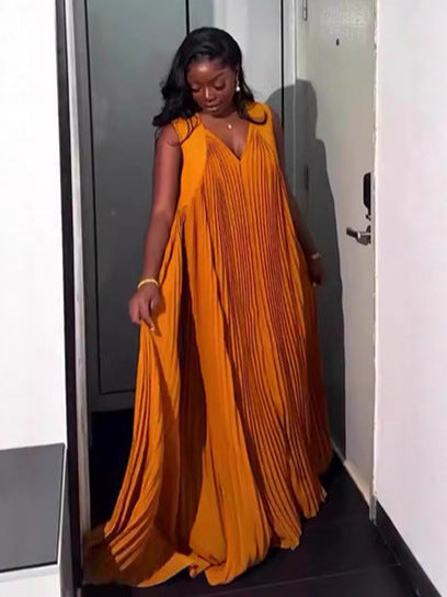 Sleeveless Pleated Maxi Dress