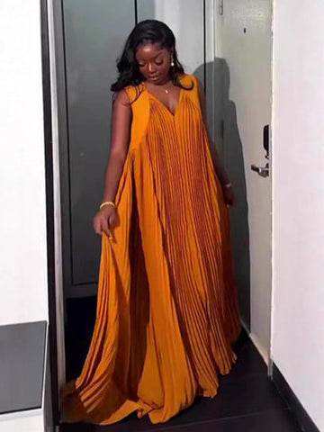 Sleeveless Pleated Maxi Dress