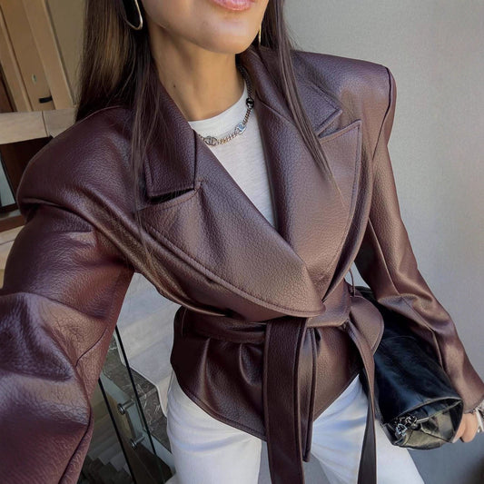 Reddish Brown Belt Blazer