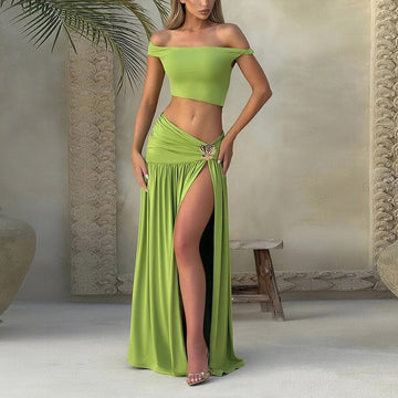 Asymmetrical hollow two-piece set