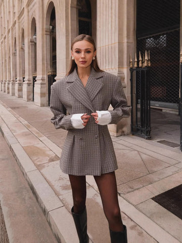 Plaid waist suit jacket