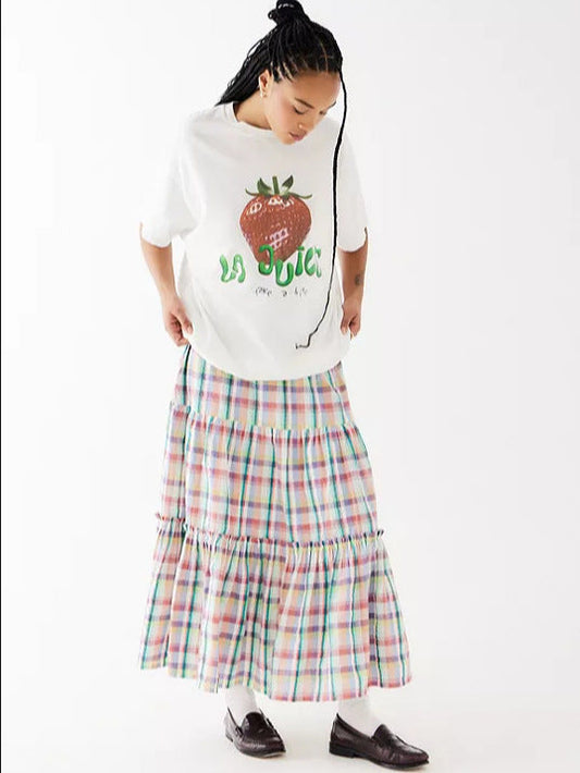 Holiday Style Ruffled Plaid Skirt