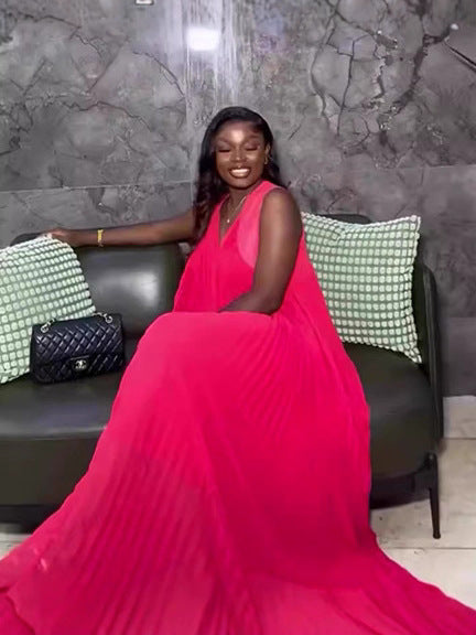 Sleeveless Pleated Maxi Dress