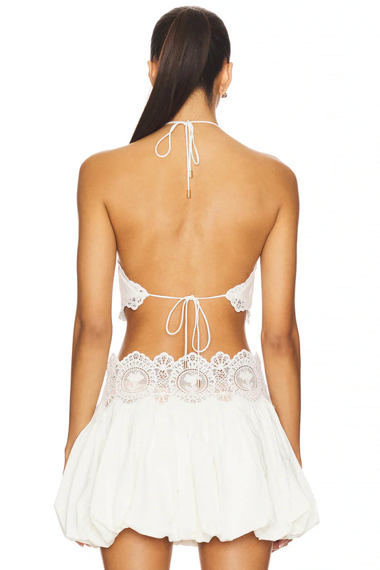 Lace Halter Crop  Mini Skirt Set