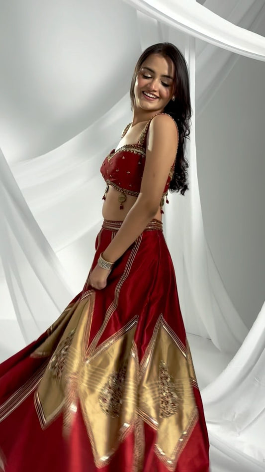 Embroidered Red Lehenga Choli Set