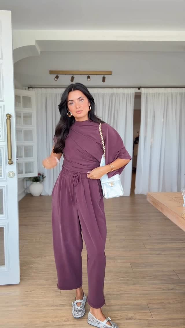 Asymmetric Top & Wide - Leg Pants Set