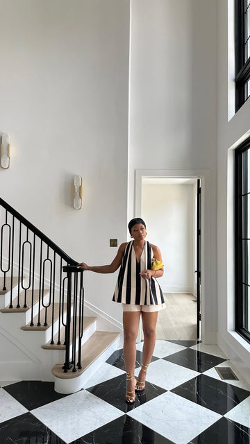 Striped Sleeveless Top with Shorts Set