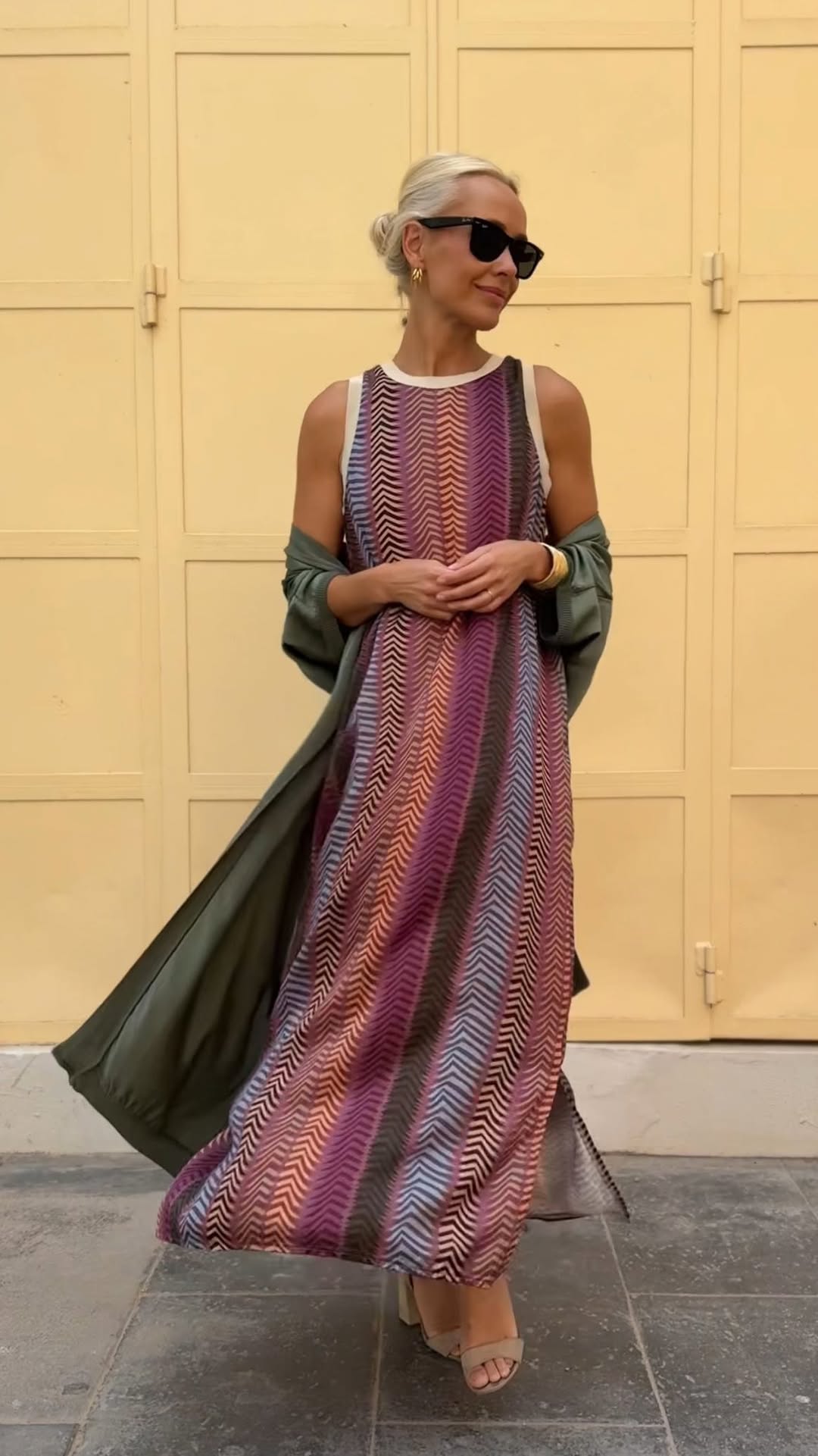 Colorful Chevron - Print Maxi Dress