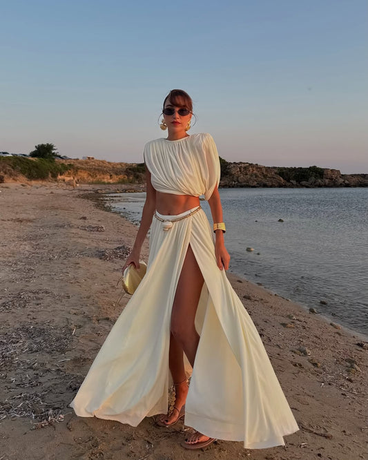 Creamy White Two - Piece Beach Set