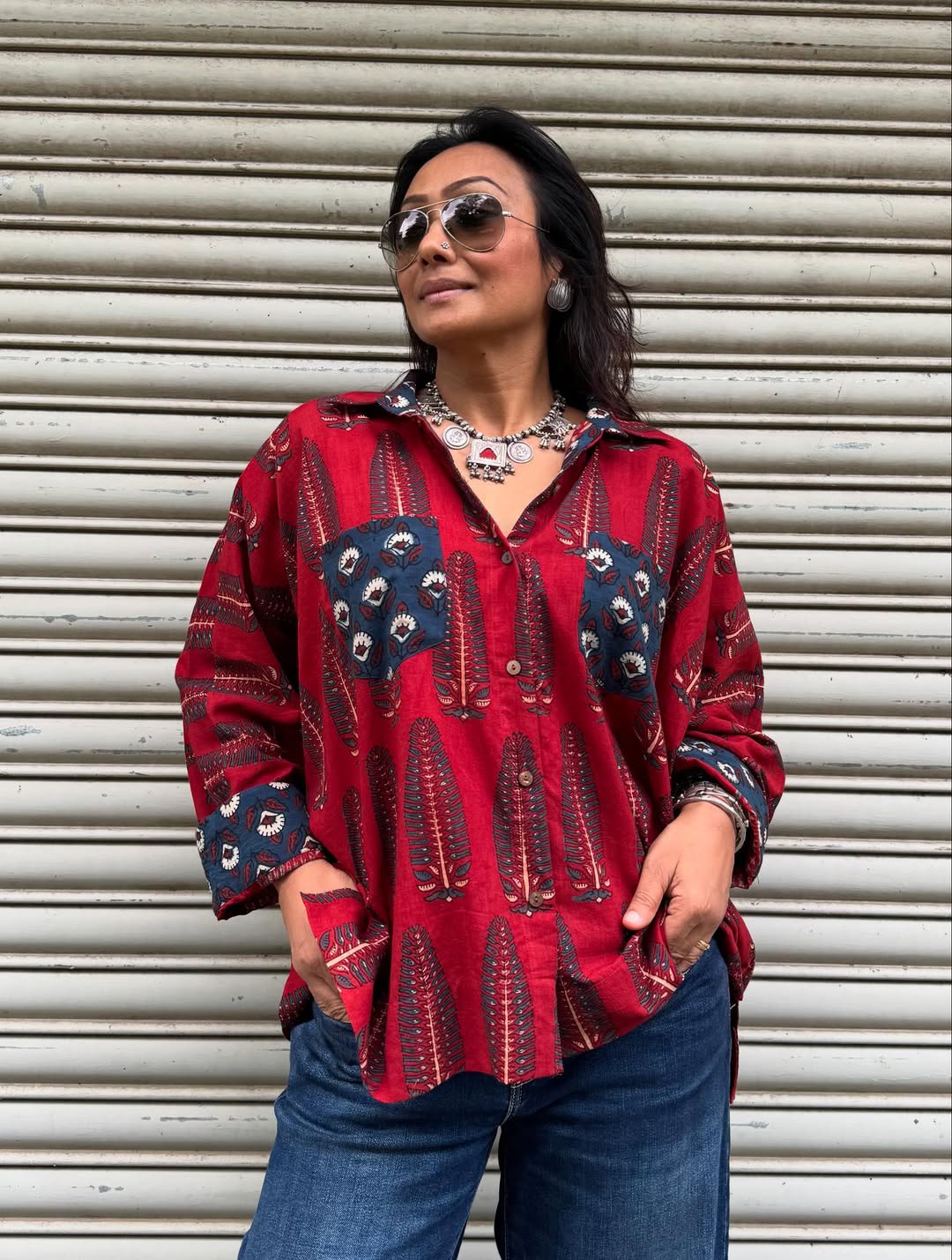 Vintage - Style Paisley Print Button - Up Shirt