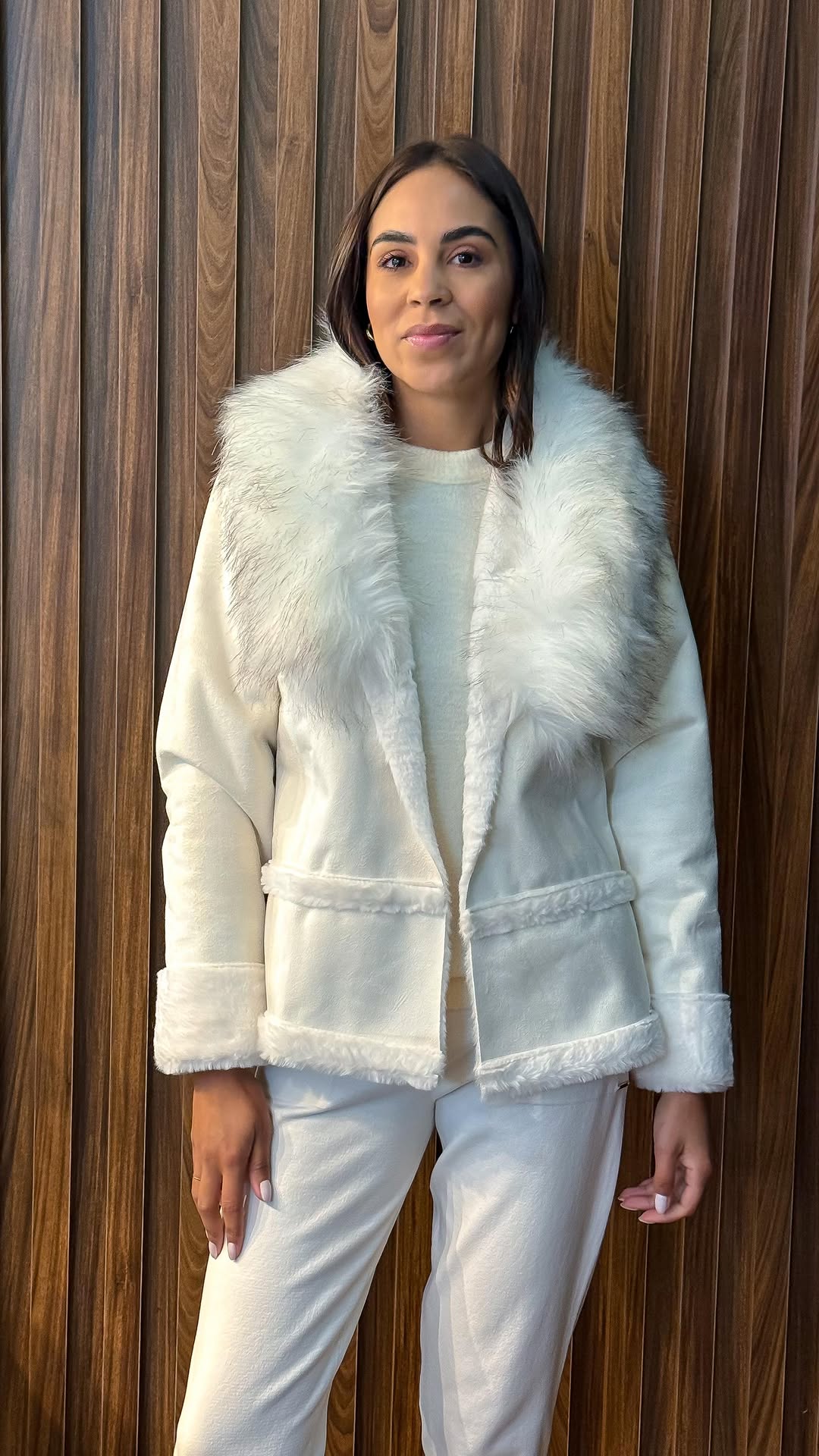 White Faux Fur - Collar Jacket