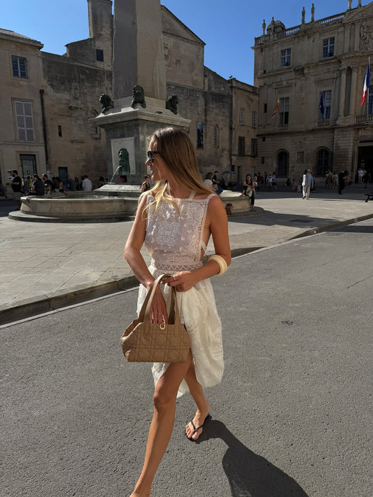 White Lace - Embroidered Sleeveless Dress