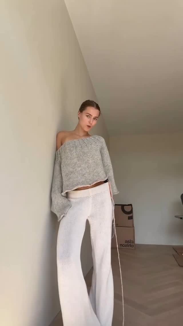 White Wide - Leg Knit Trousers