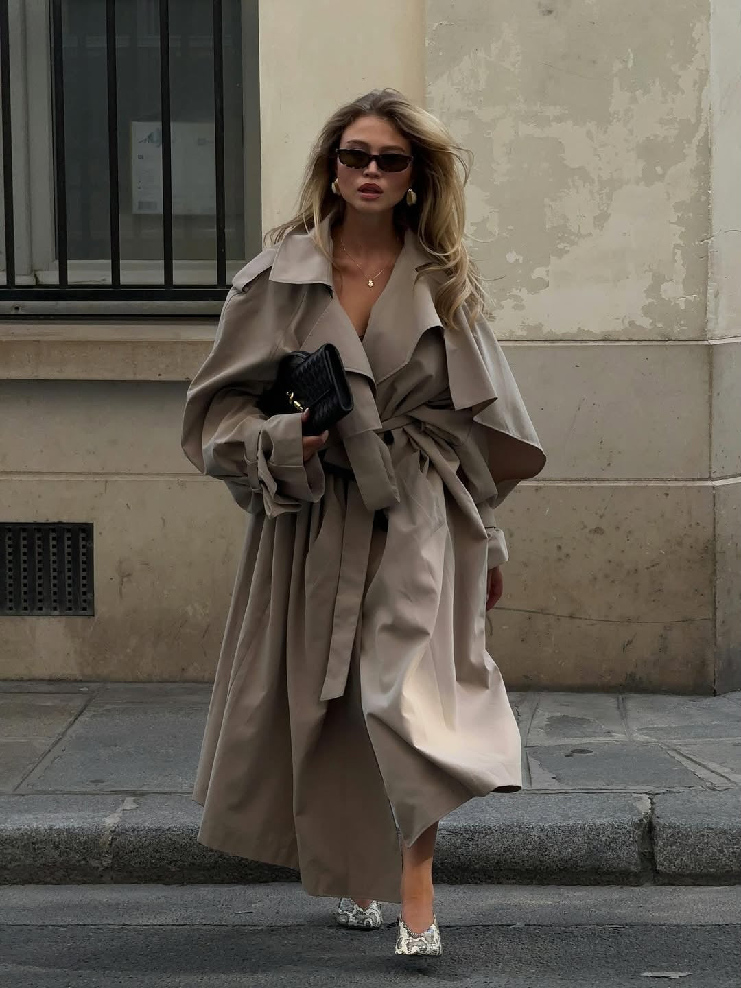 Oversized Beige Trench Coat
