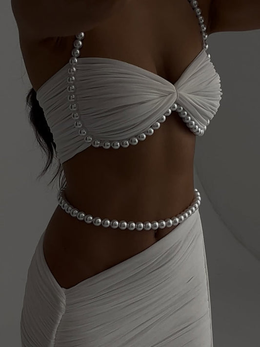 White Pearl - Accented Ruched Set