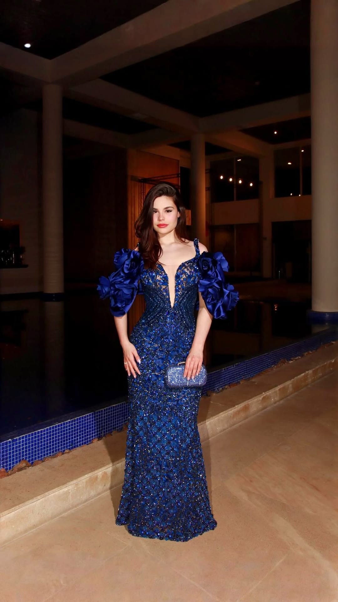 Royal Blue Sequined Evening Gown