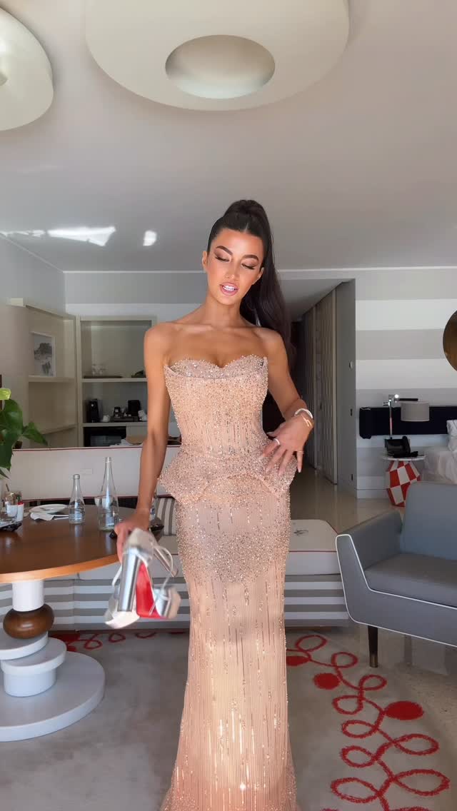 strapless embellished mermaid gown