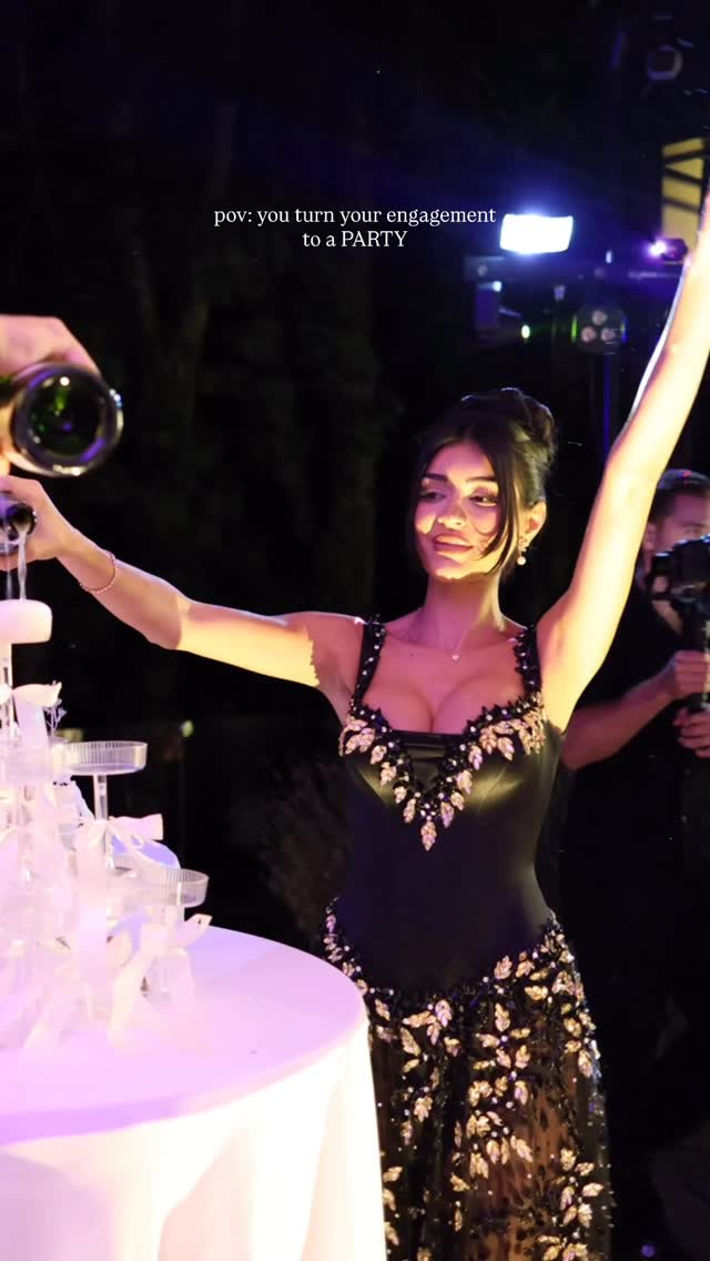 Black embellished evening gown