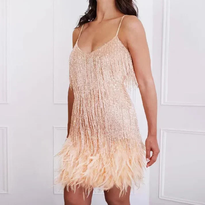 Sexy Tassel Sequined Mini Dress