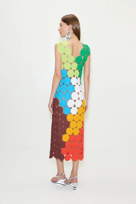 Multicolor Crochet Midi Dress