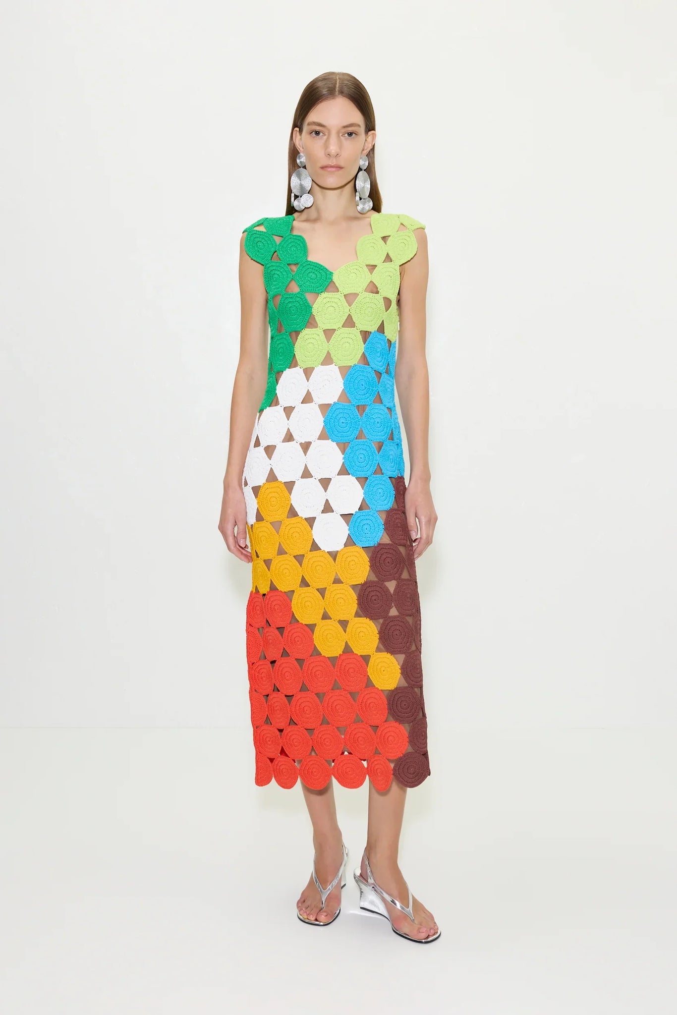 Multicolor Crochet Midi Dress