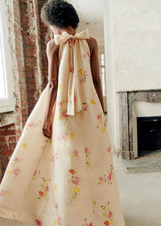 Floral - Printed Halter Neck Maxi Dress