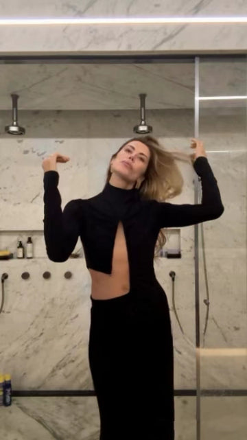 Black Cut - Out High - Neck Midi Dress