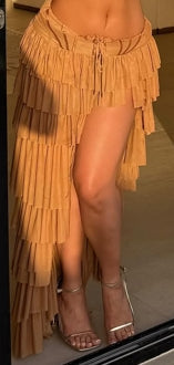 Fringed Asymmetric Skirt