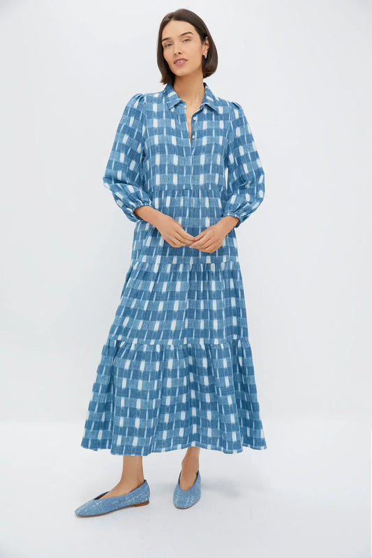Blue Checkered Shirt Dress