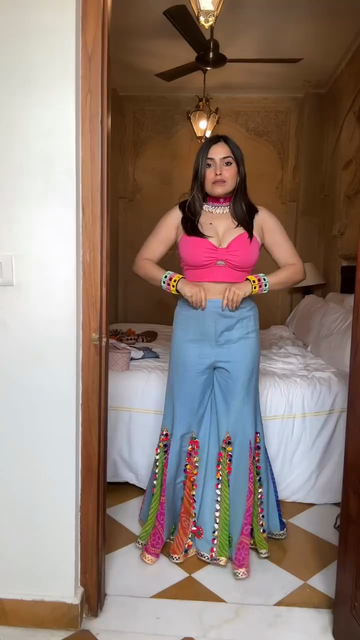 Embellished denim maxi skirt