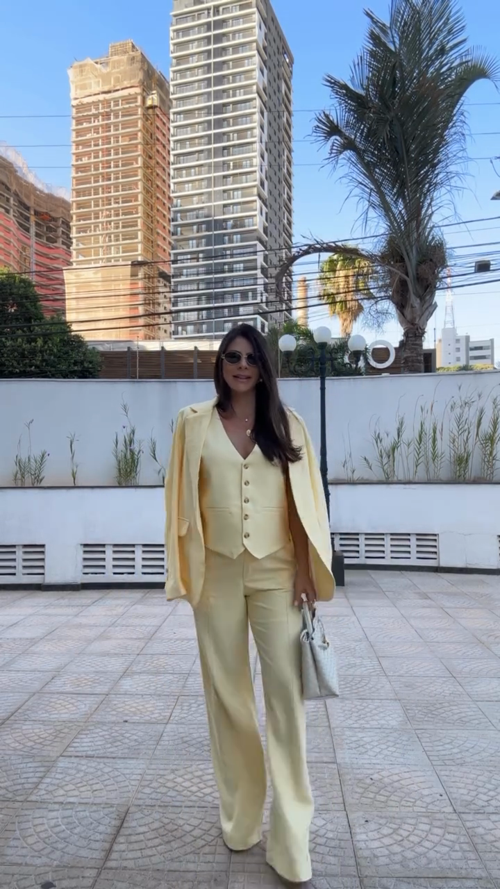 Pastel Yellow Tailored Suit Set