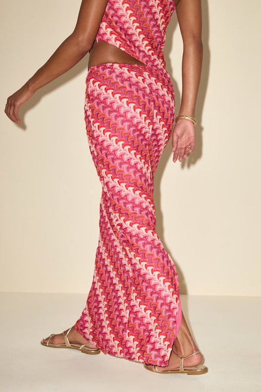Geometric Crochet Crop Top And Maxi Skirt Set