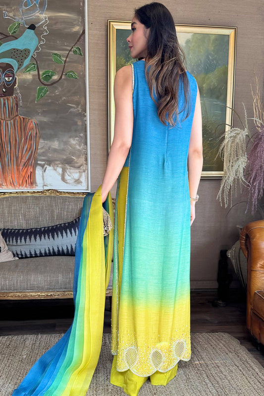 Ombre Embroidered Kurta - Palazzo Set