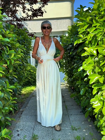 White V - Neck Maxi Dress