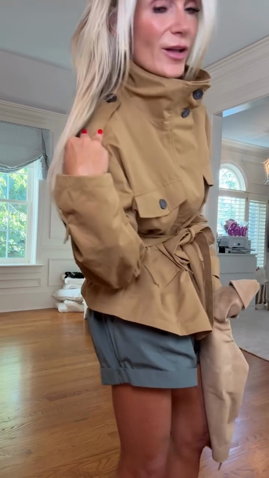 Camel Cropped Trench Jacket