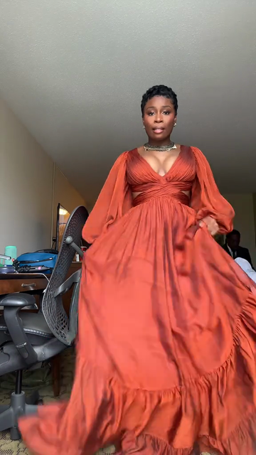 Rust Red Cut - Out Maxi Dress