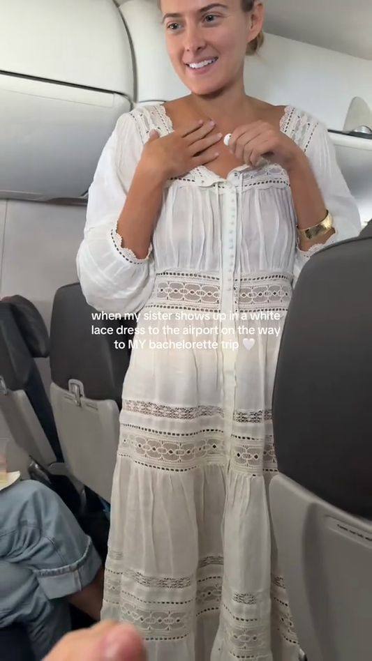 White Lace Trim Button-Front Maxi Dress