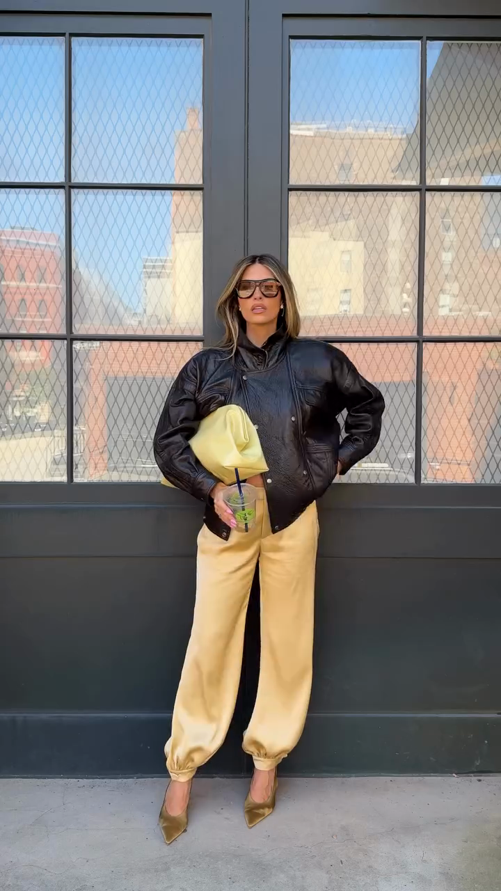 Oversized Black Leather Jacket