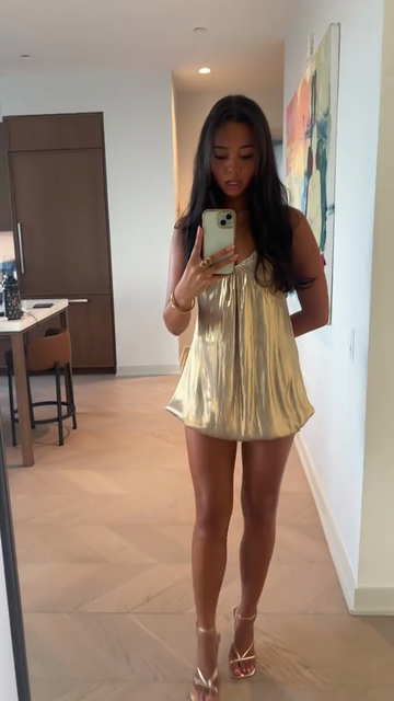 Gold Satin Babydoll Dress