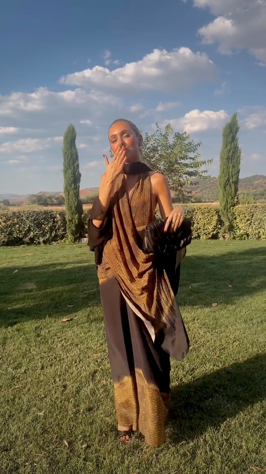 Brown and Gold Sari - inspired Dress